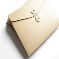 Brown kraft cardboard paper folder pocket button string closure document envelope file folders c4